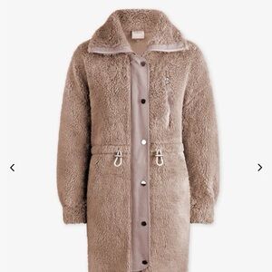 Varley Beige Teddy Coat with Button Detail